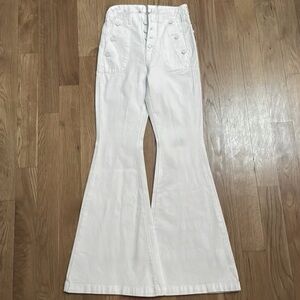 7 For All Mankind Portia Mega Flare White Jeans NWOT